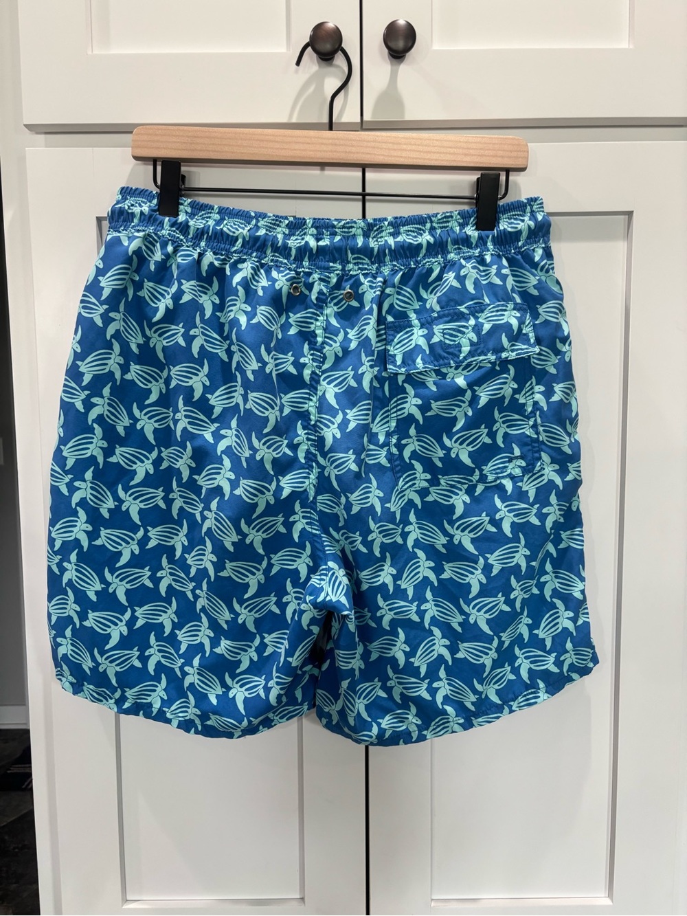 Tom & Teddy Mens Large Blue Aqua Turtle Print Swim Trunks Board Shorts L - Picture 2 of 6